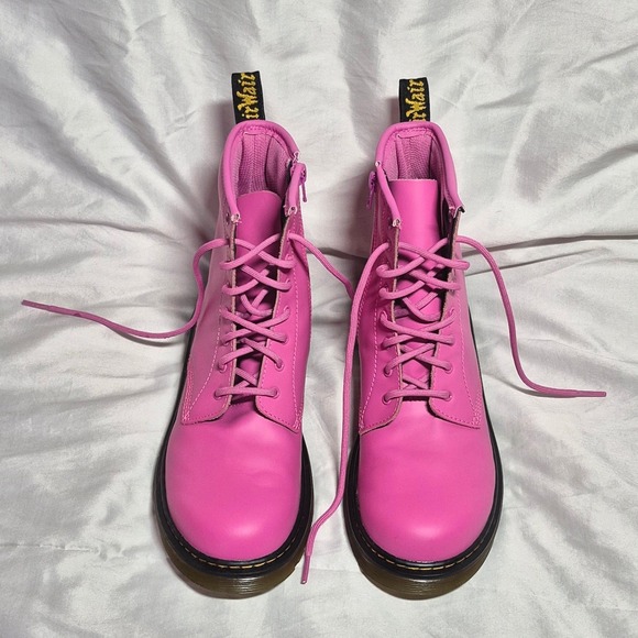 Dr. Martens hot pink combat boots Air Wair zip lace up women's 7 men's 6 - Picture 3 of 11